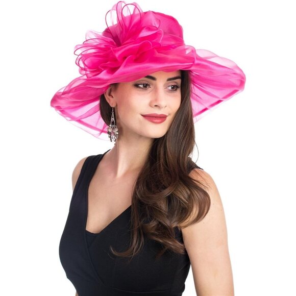 Women's Organza Church Kentucky Derby Fascinator Bridal Tea Party Wedding Hat - Picture 2 of 4